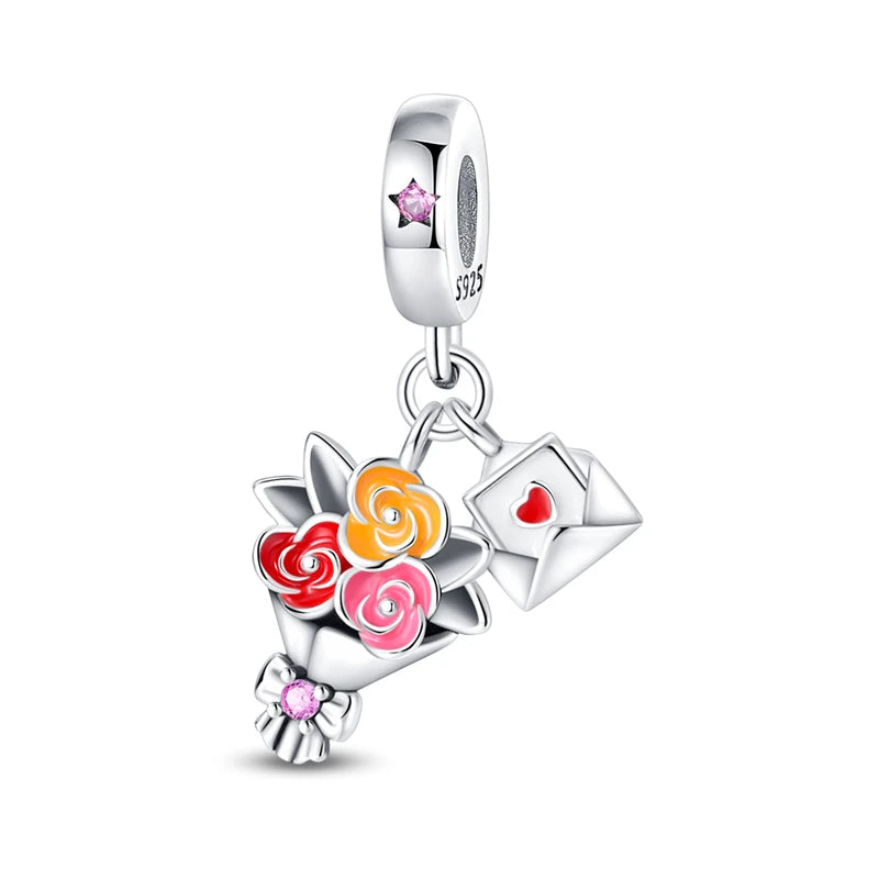 2025 925 Silver Daisy Tulip Pansy Flower Charms Bead | Fit 3mm Original Bracelets DIY Jewelry Gift