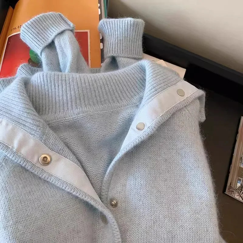 Soft Cozy Women's Knitted Open Cardigan Sweater | Single Button Turn-Down Collar | Korean Style Autumn Winter Outerwear