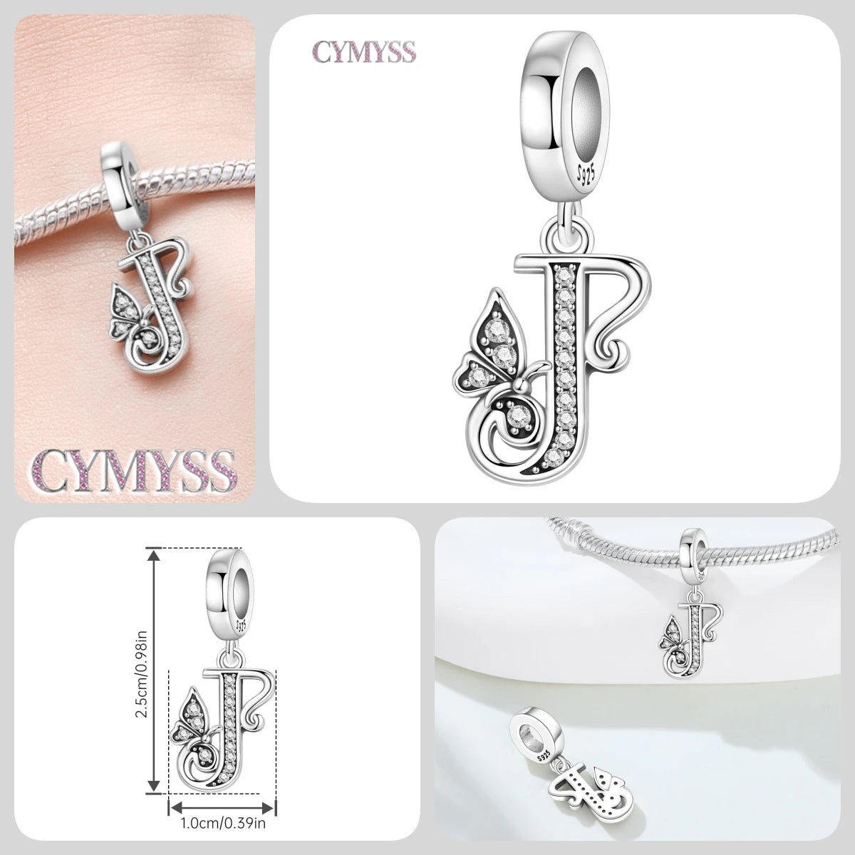 Original S925 Sterling Silver Butterfly & A-Z Letter Beads – DIY Bracelet & Necklace Jewelry