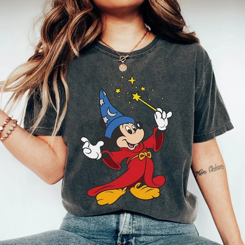 2025-26 Women’s Summer Fashion Mickey & Minnie Printed T-Shirt – Y2K Disney Cotton Loose Tee