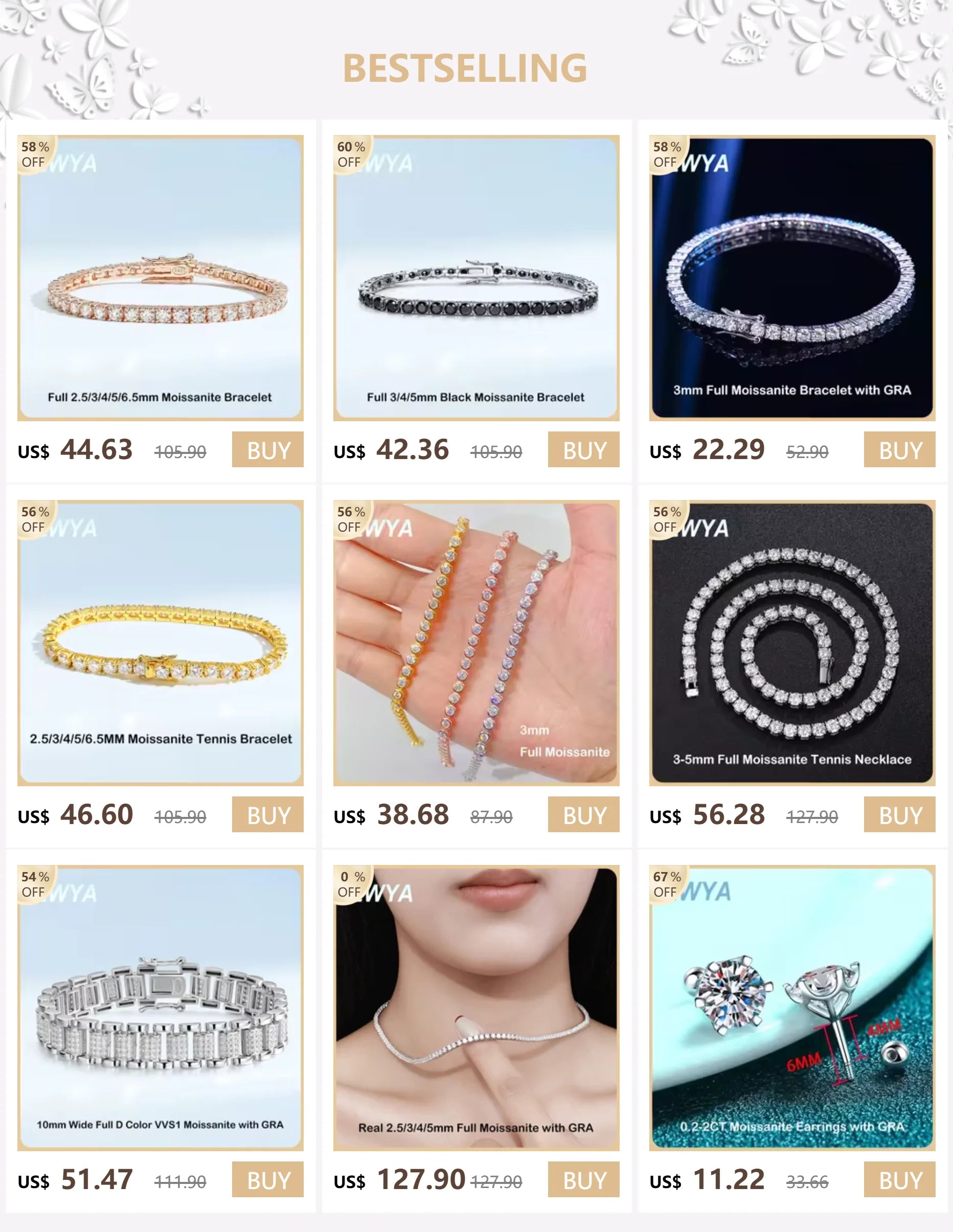 EWYA Solitaire Pear Cut Moissanite Diamond Pendant Necklace 1-5CT D Color 925 Silver 18K Rose Gold Chain for Women