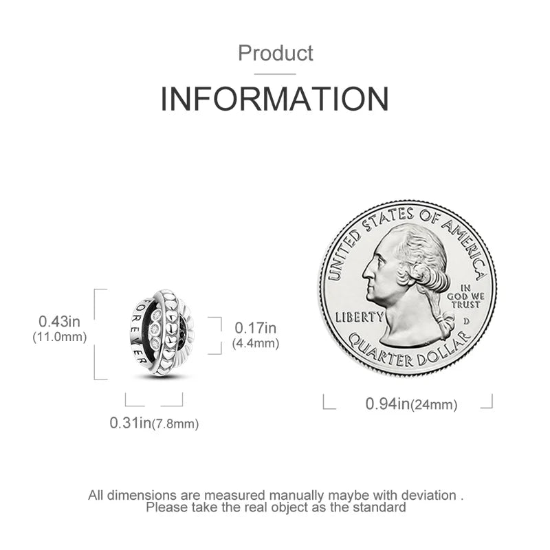 925 Sterling Silver Round Colored Zircon Spacer Beads – Fits Pandora Original Bracelets DIY Exquisite Party Jewelry