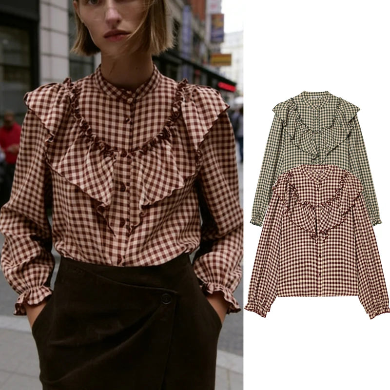 Tidalyf 2026 Women’s Retro Laminated Plaid Shirt – Youth Chic Street Casual Holiday Top 👚✨