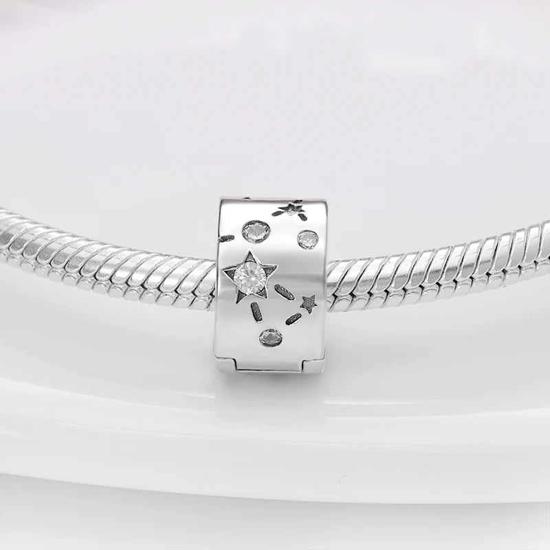 925 Sterling Silver Silicone Spacer Beads & Safety Chain | Clasp Charms Fit Original Pandora 3mm Bracelet – Women’s Jewelry