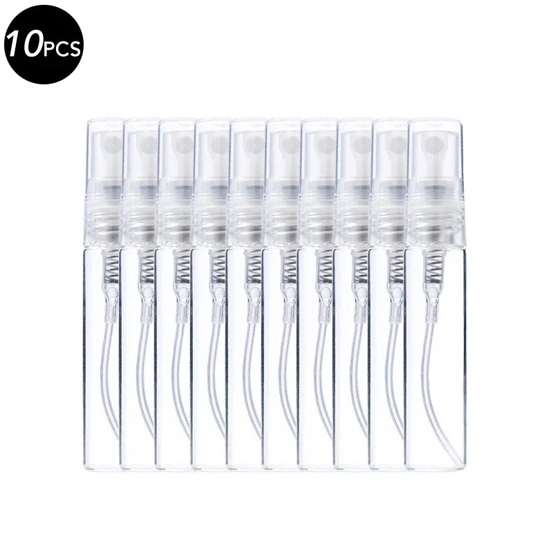 5/10PCS Mini Glass Perfume Bottles – 3ML / 5ML / 10ML Travel Toner & Cosmetic Dispenser | Tea-Colored Graduated Bottles