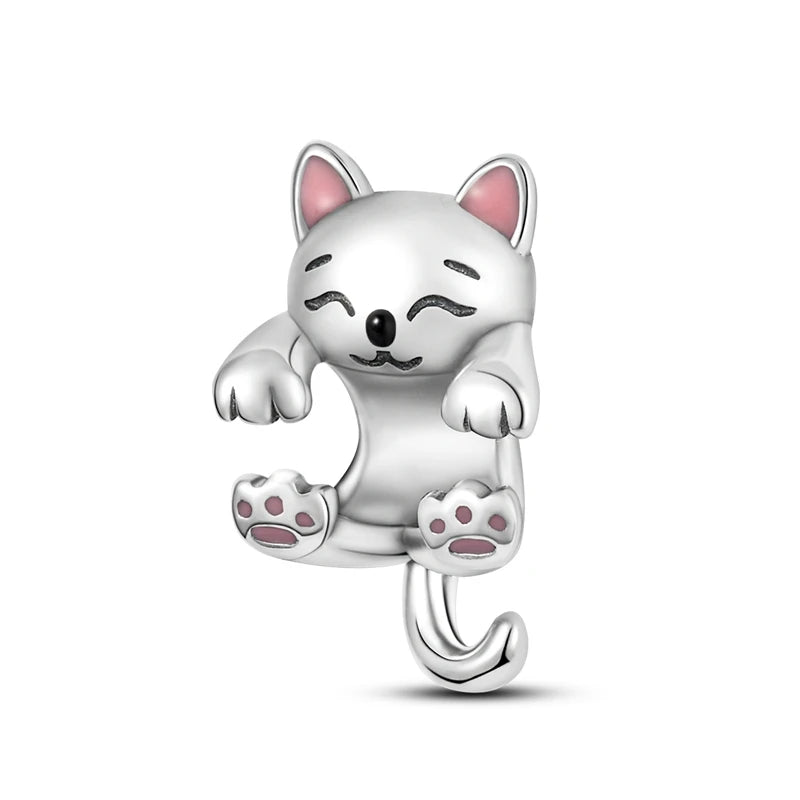 925 Sterling Silver Dog & Cat Animal Series Charms | Pet Beads for Original Bracelet & Necklace DIY Jewelry for Women