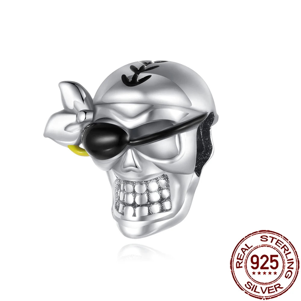 Gothic 925 Sterling Silver Grim Reaper Skull Charm Bead Fit Pandora Bracelet