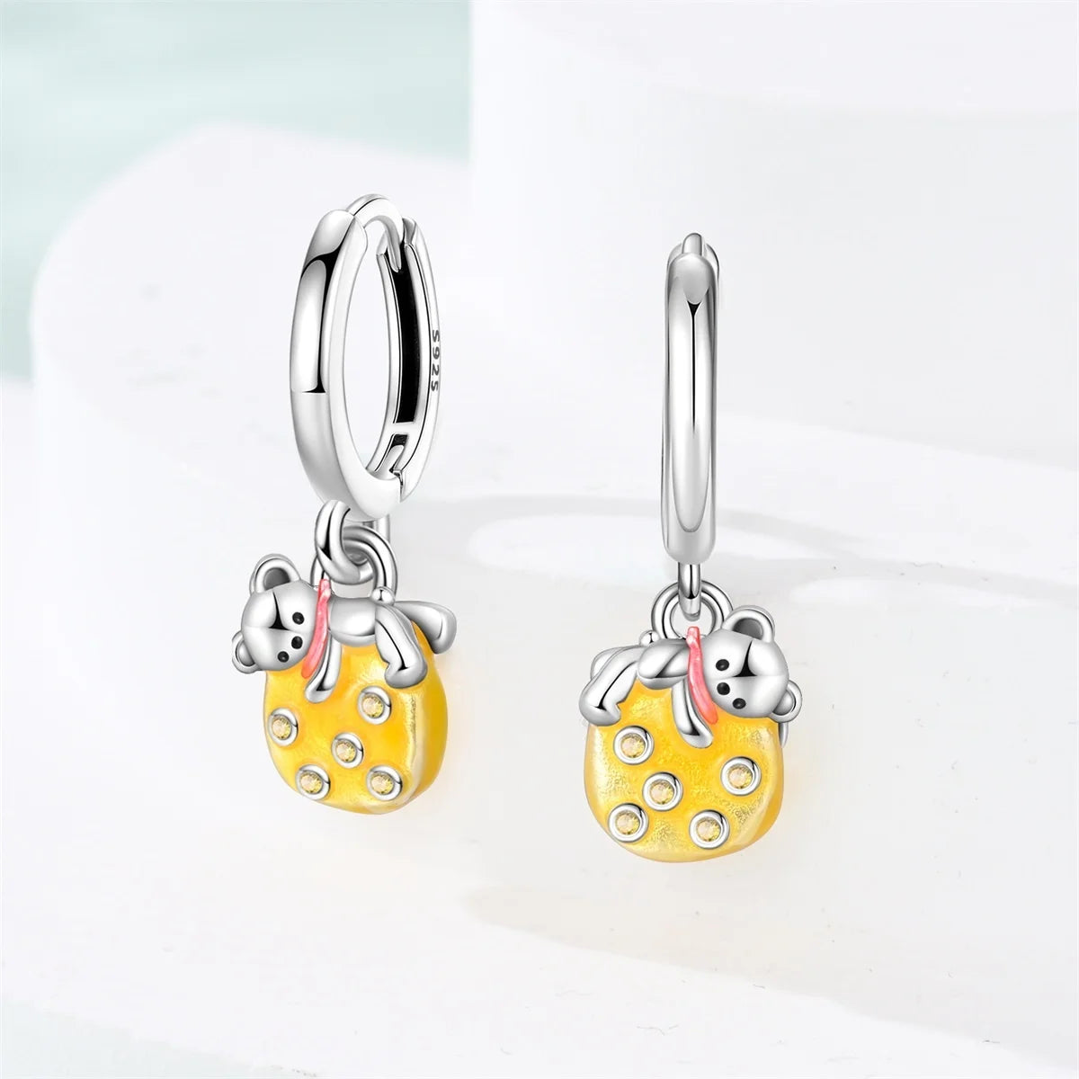 New Original 925 Sterling Silver Sweetheart Bow & Crab Ocean Earrings | Donut Zircon Round Design Women’s Fine Jewelry