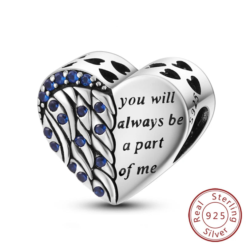 New 925 Sterling Silver Family Sister Love Heart Charm Bead | Original Bracelet DIY Jewelry Gift for Women