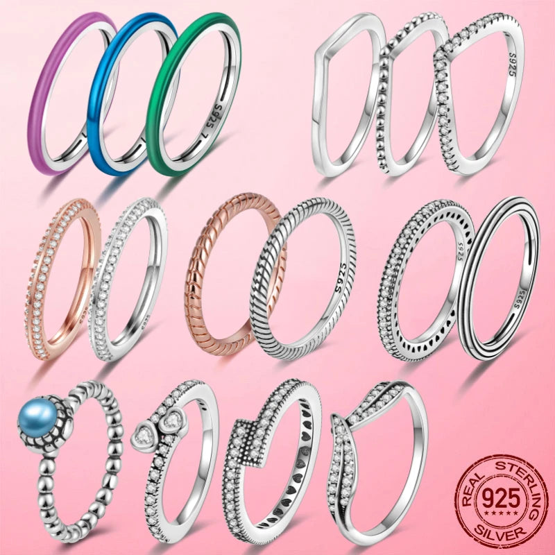 925 Sterling Silver Cocktail Ring Set for Women | CZ Zircon Pave Bridal Wedding & Engagement Jewelry