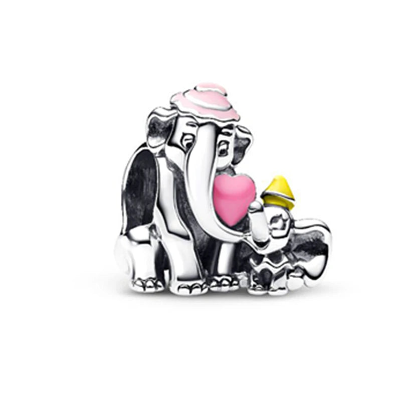 MINISO 2025 New Disney Dumbo & Mom Charm Beads | 925 Sterling Silver Dangle Fit Original Bracelet Necklace Women DIY Jewelry Gift
