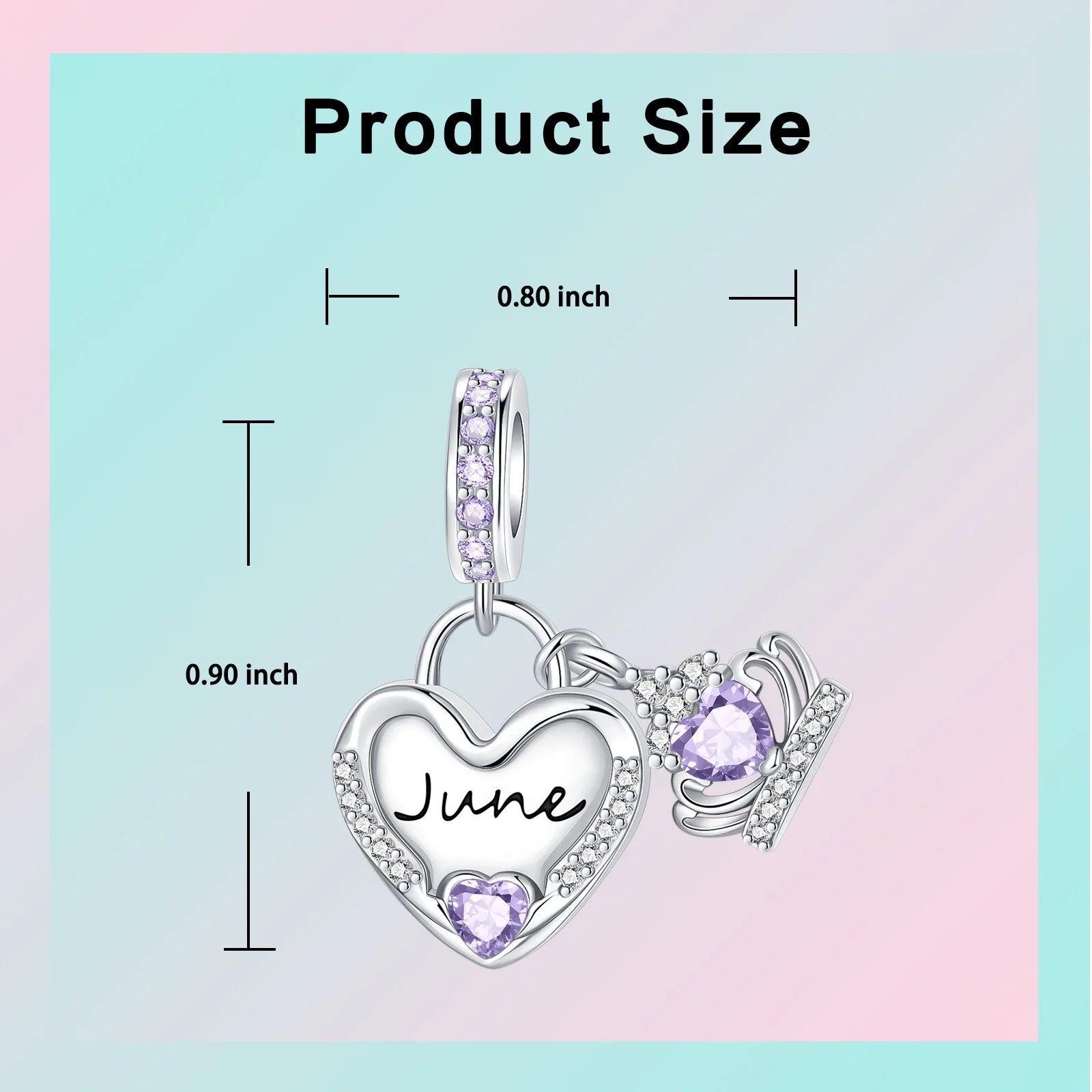 925 Sterling Silver Birthstone Love Pendant Charm | January–December Zircon Bead for Bracelet & Necklace DIY Jewelry Gift