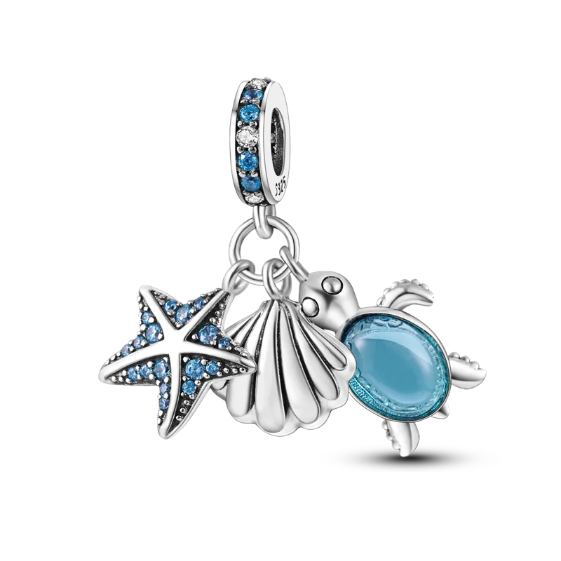 925 Sterling Silver Summer Ocean Collection Charms | Dangle Beads for Women Lover DIY Fine Jewelry Gift