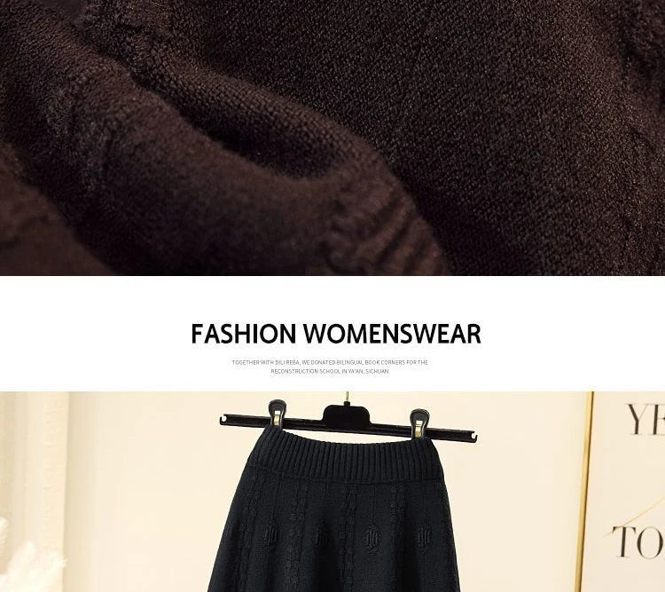 High Waist Knitted Midi Skirt – Women’s Sweater Matching Large Flounce A-Line Umbrella Skirt | Spring, Autumn & Winter
