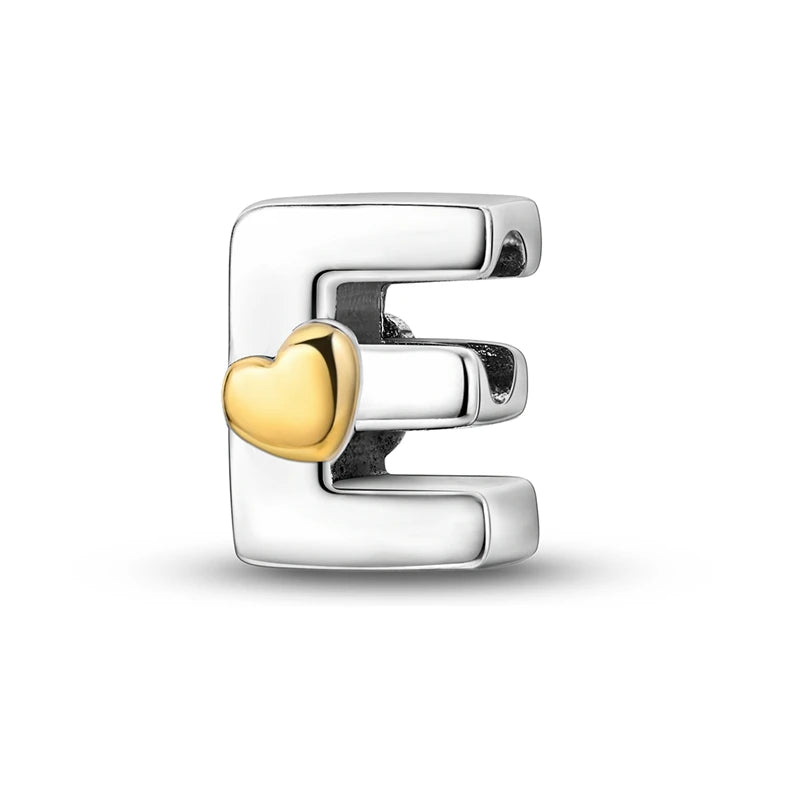 925 Sterling Silver Alphabet Letter A–Z Charm Beads | English Initial Pendant for Original Bracelet DIY Jewelry Making
