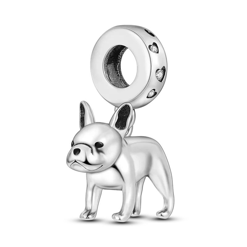 925 Sterling Silver Pink Cat & Dog Paw Charm Bead | Animal Claw Bone Beads for 925 Bracelet DIY Jewelry Gift