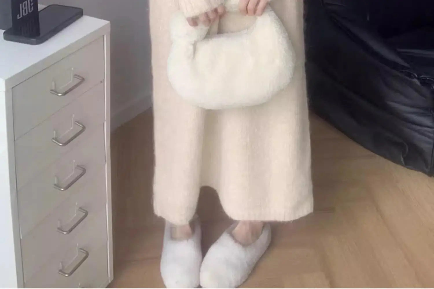 Ladies’ Thick Long Knitted Dress | Korean Style Loose Waist V-Neck H-Line Base Layer Dress | Autumn Winter New Arrival