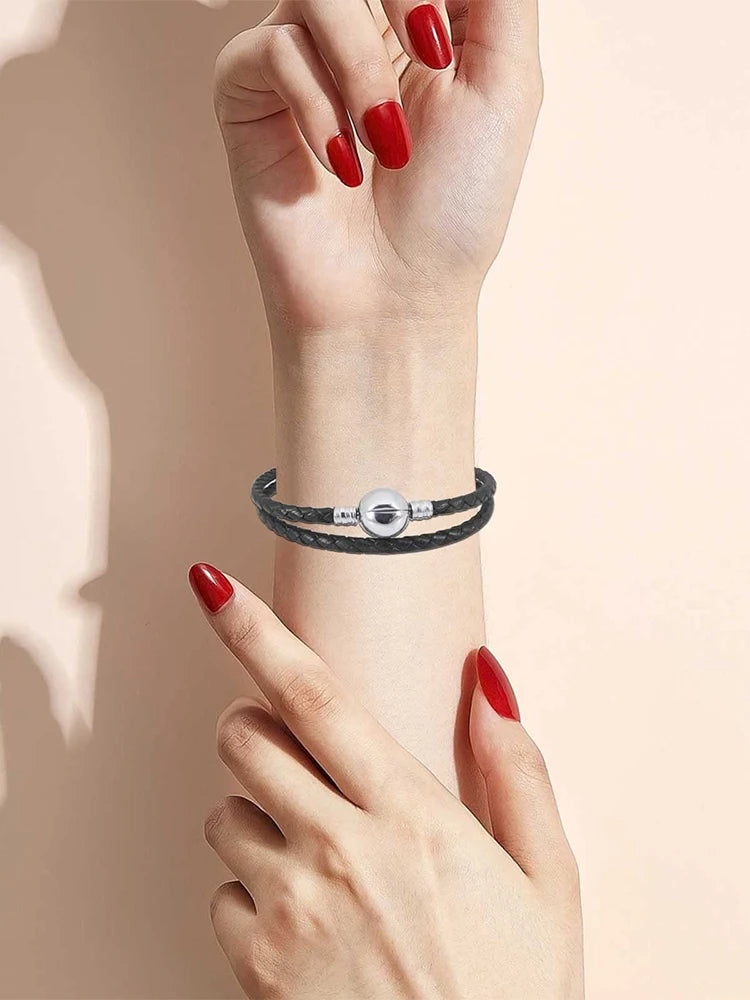 Pandora Style Woven Leather Bracelet 🧵 | DIY Silver Charm Bracelet 38cm