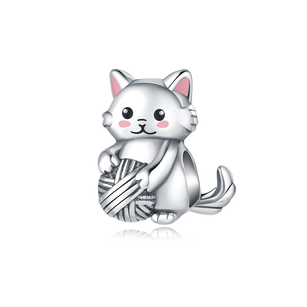 925 Sterling Silver Pink Cat & Dog Paw Charm Bead | Animal Claw Bone Beads for 925 Bracelet DIY Jewelry Gift