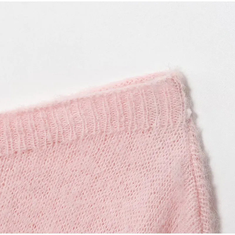 Women’s Off-Shoulder Mohair Sweater | Elegant Loose Knit Pullover for Autumn Fashion 2025