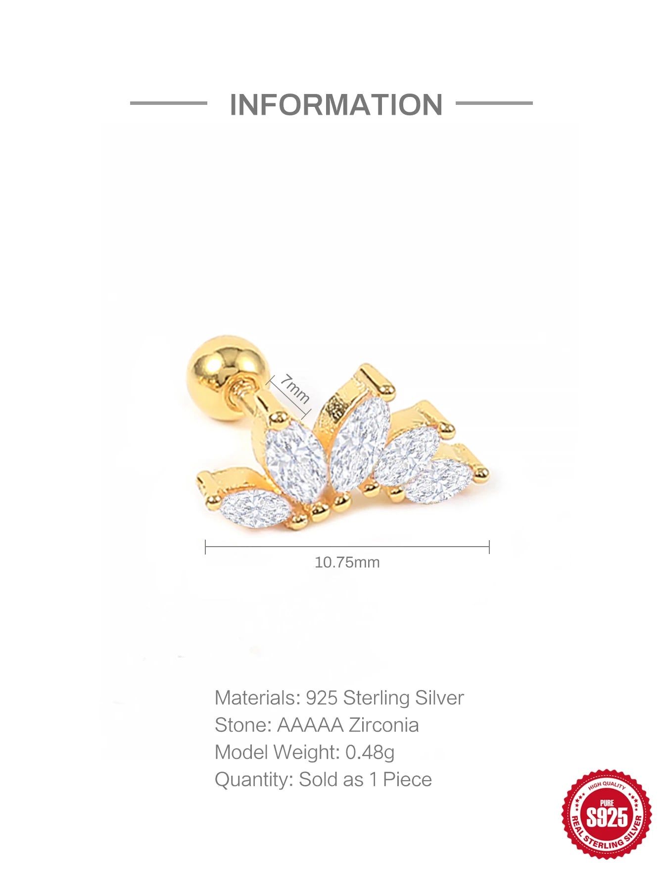 Aide 925 Sterling Silver Geometric Multi Piercing Stud Earrings for Women – K Gold Tassel Elegant Jewelry Gift