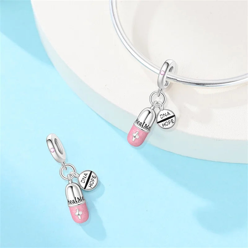 Original 925 Sterling Silver Luminous Lantern & Magic Cat Charm Bead | Glowing Angel Jungle Pendant for Bracelet Jewelry