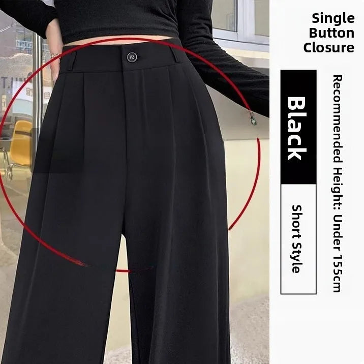 Women’s Slim Fit Straight Leg Suit Pants | Summer Thin Black Casual Trousers for Pear Shaped Body & Wide Hips