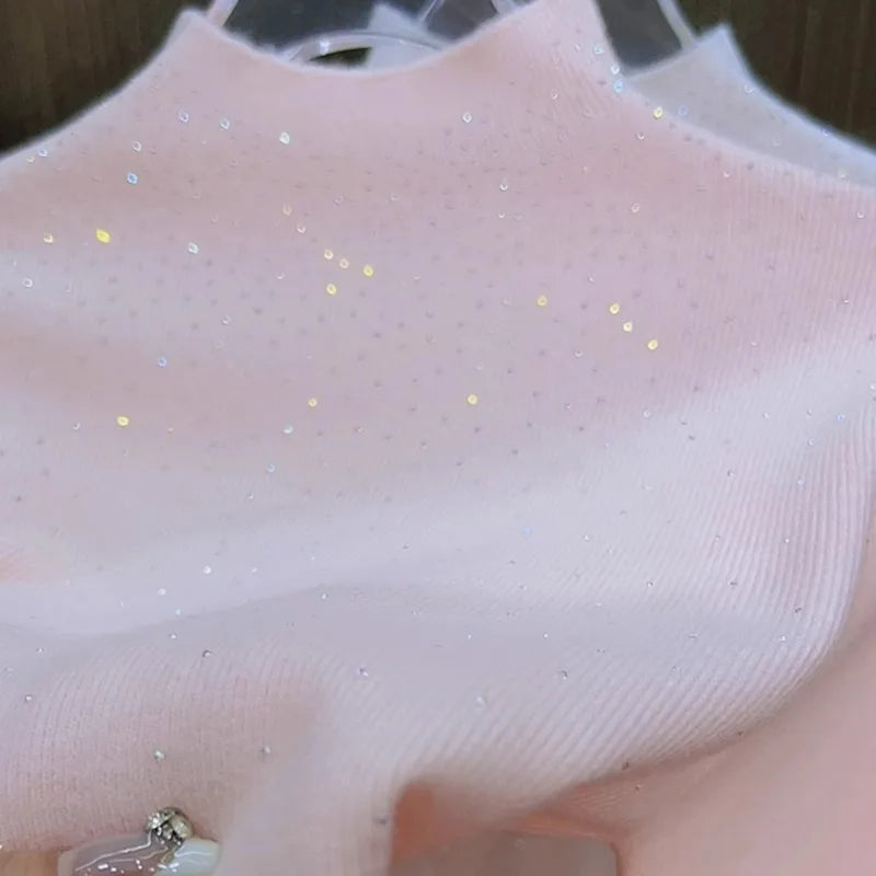 Women’s Winter Turtleneck Sweater – Sparkling Slim Fit Knitted Pullover Warm Jumper ❄️✨