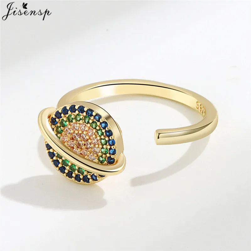 Luxury Fashion Fidget Spinner Ring | Crystal Planet & Butterfly Finger Ring for Women, Anti-Stress Jewelry