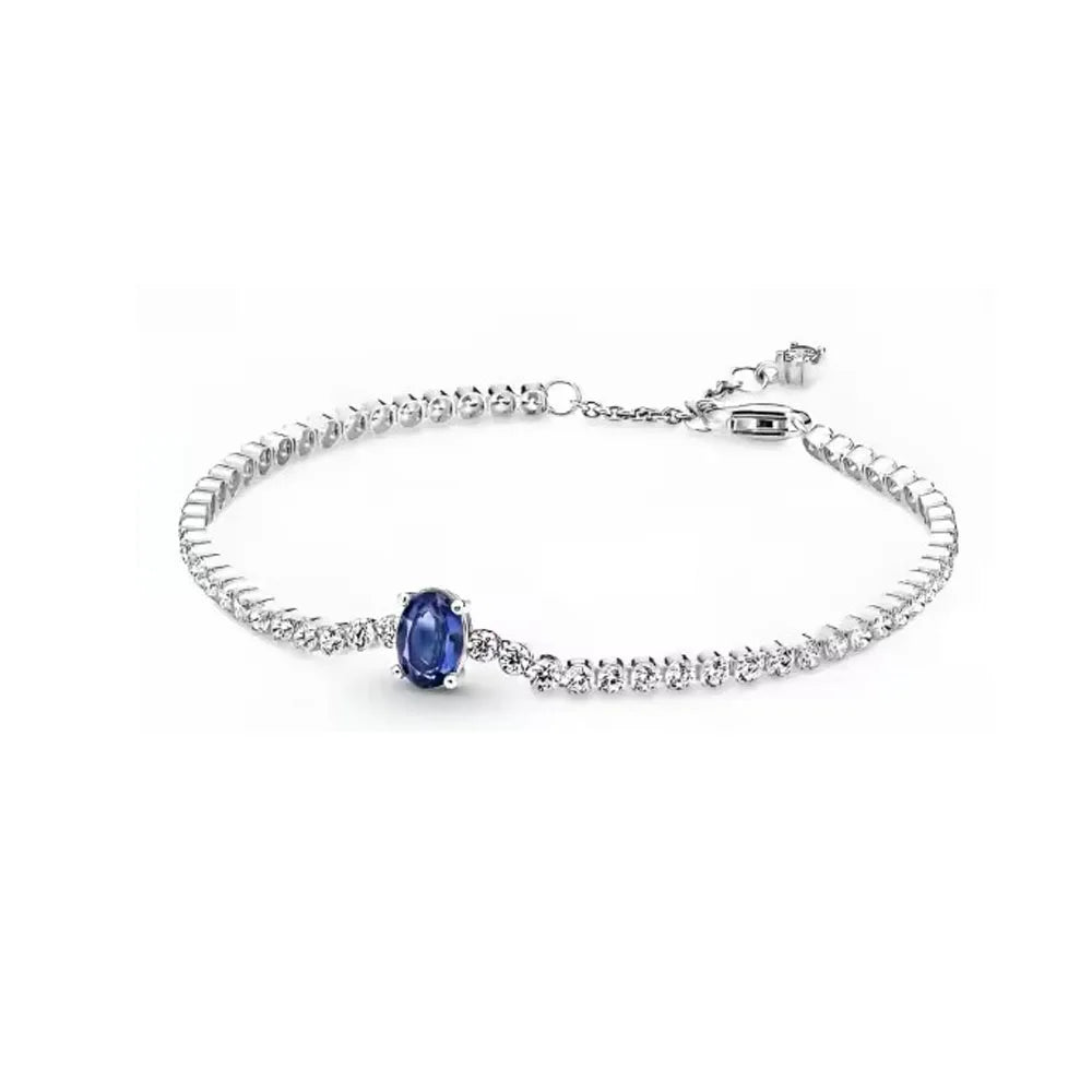 New 925 Sterling Silver Red & Blue Zircon Bracelet – Women’s Valentine’s Day DIY Jewelry Gift