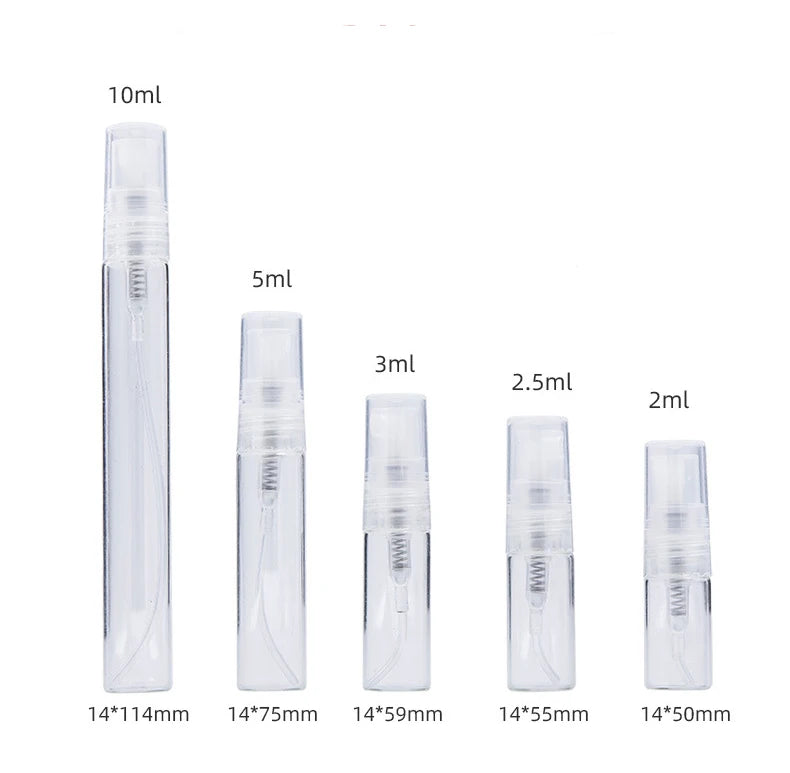 5/10PCS Mini Glass Perfume Bottles – 3ML / 5ML / 10ML Travel Toner & Cosmetic Dispenser | Tea-Colored Graduated Bottles