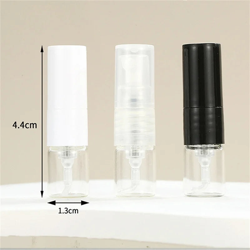 20/50/100/200pcs 1ML Portable Glass Spray Bottles – Refillable Direct Pumping Sample Dispenser | Fine Mist Mini Perfume Bottles