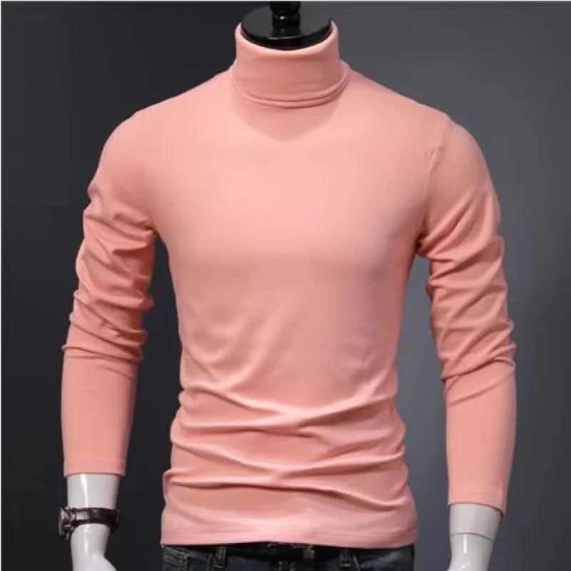 Men’s Slim Fit Turtleneck Shirt | Fall/Winter Solid Black Long Sleeve Inner Wear