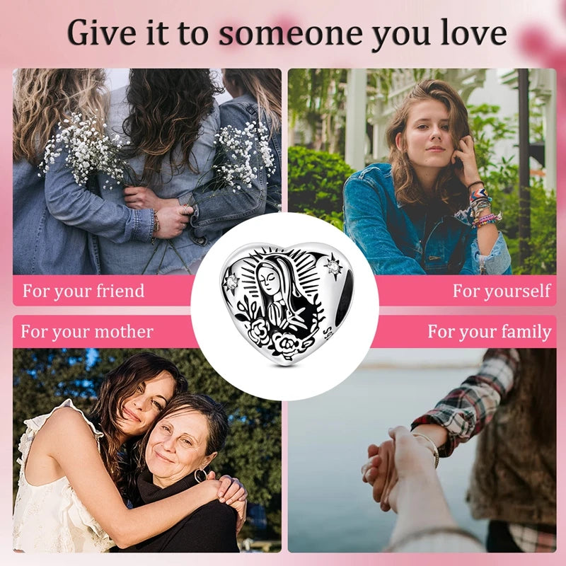 Original 925 Sterling Silver Clip Charm Bead | Round Heart Love Family Charms Fit Bracelet Women DIY Jewelry Gift