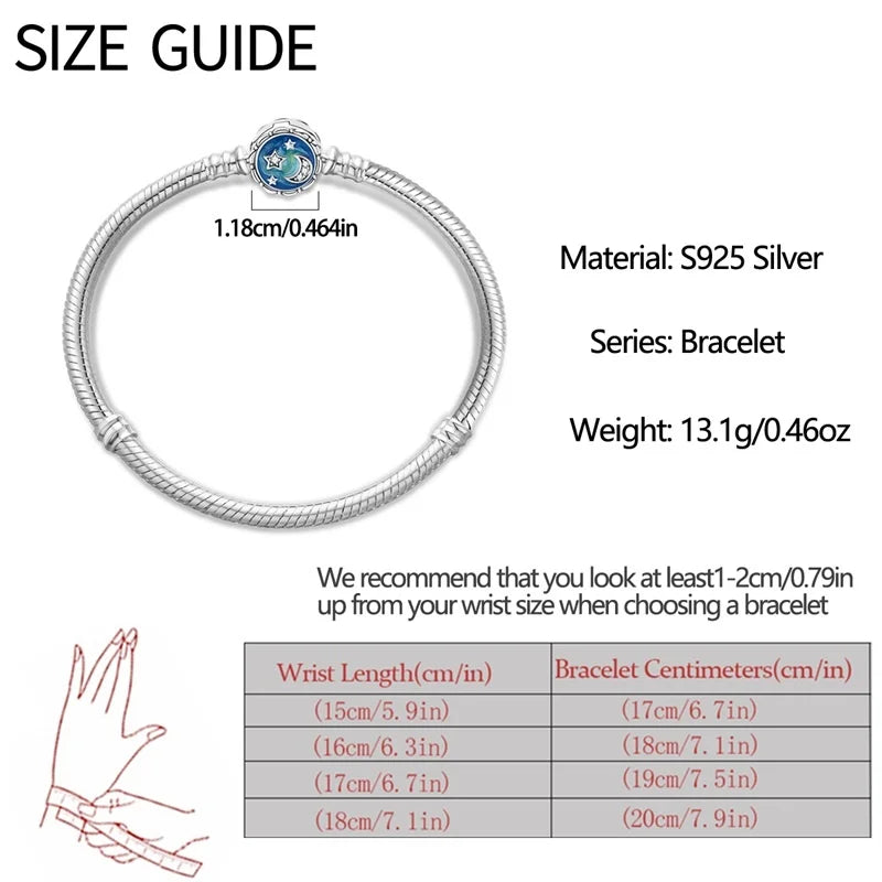 925 Sterling Silver Rainbow Leather Braided Bracelet | Eternal Love Stars & Moon Charm – DIY Women’s Beaded Jewelry Gift