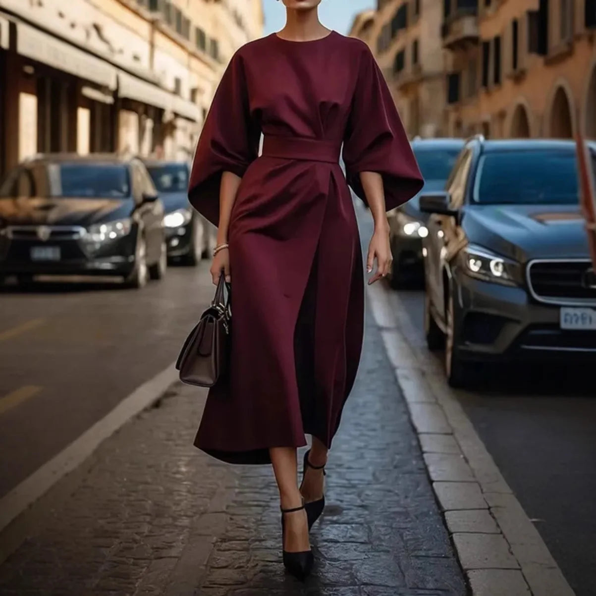 Elegant Long Sleeve Black Maxi Dress for Women | 2025 Loose O-Neck Casual Fashion Long Dress