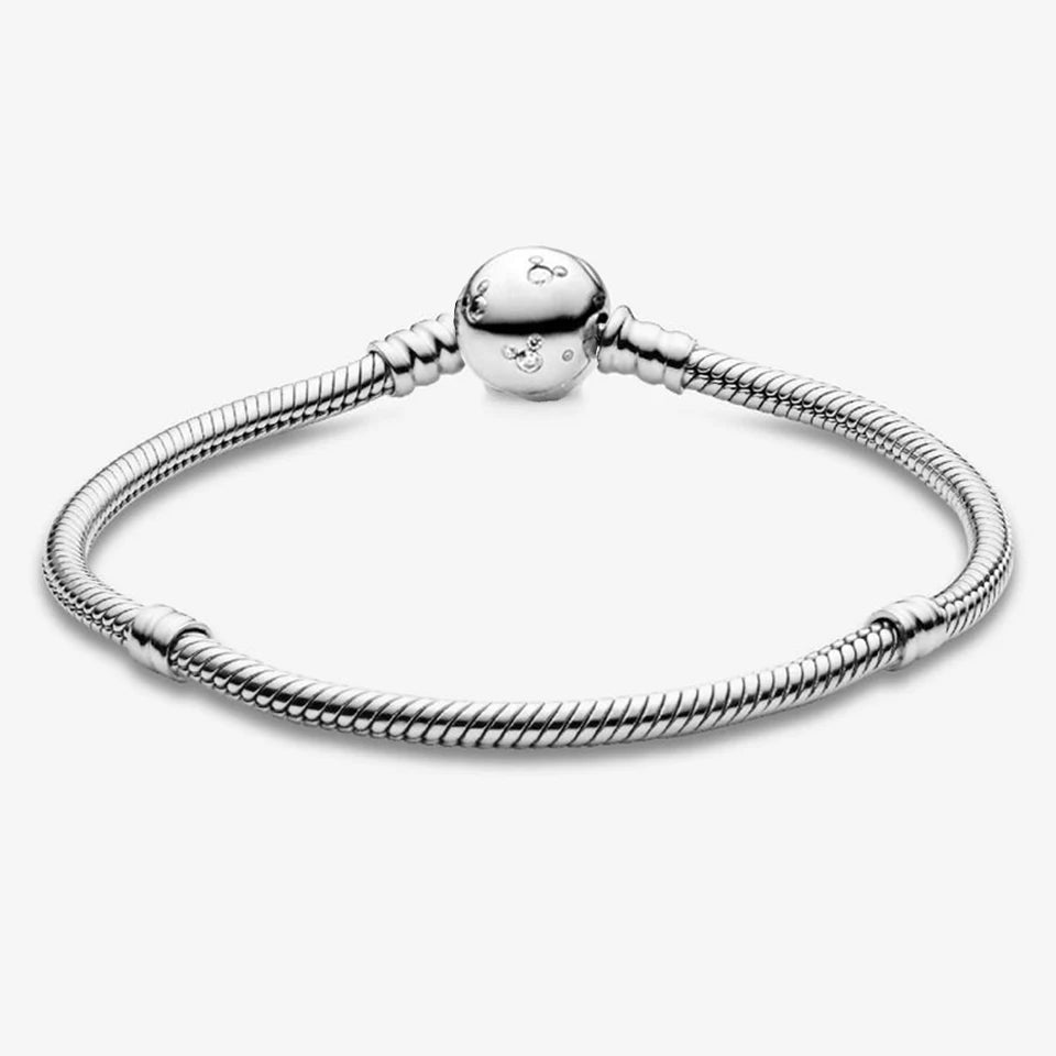 925 Sterling Silver Disney Minnie & Mickey Heart Charm Bracelet | Gold Bead ME Matte Braided Chain – Fashion DIY Jewelry