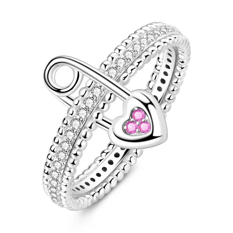 925 Sterling Silver Double Heart, Bow & Starfish Crown Rings | Women’s Moon Ring Fine Jewelry Wedding & Valentine Gift