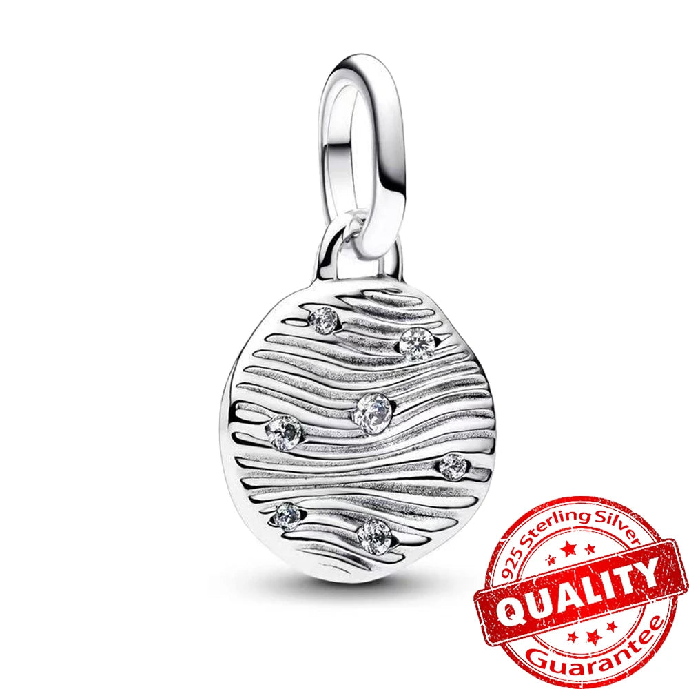 Authentic 925 Sterling Silver Rose & Cherry Blossom Medallion Charm for Bracelet & Necklace DIY