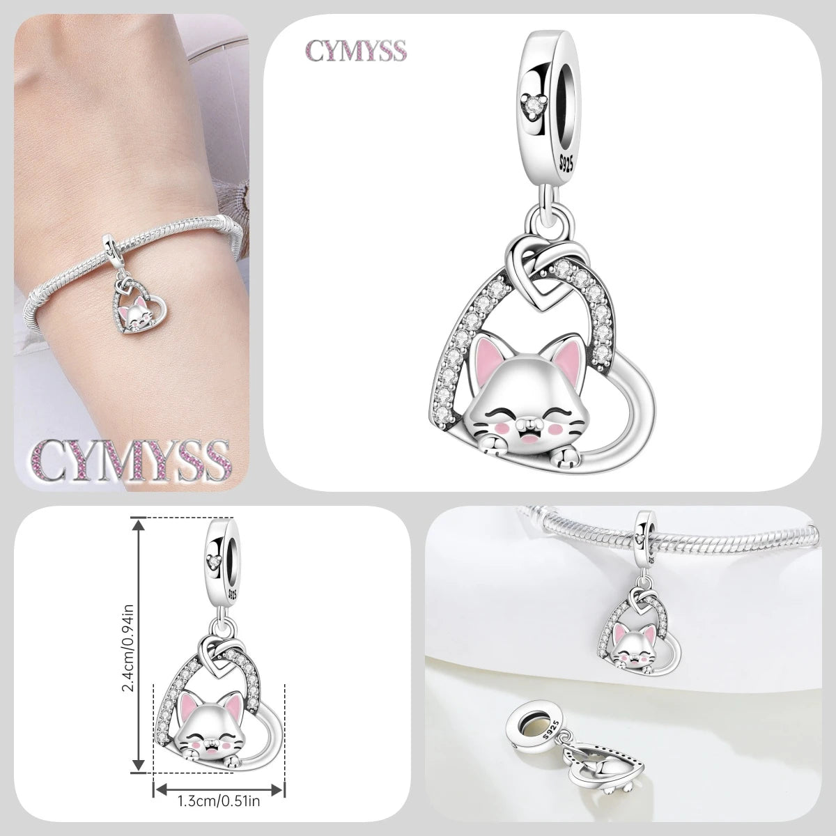 Hot Sale 925 Sterling Silver Dog & Cat Pet Charms | Cute Animal Pendant for Women Bracelet & Necklace DIY Jewelry Gift