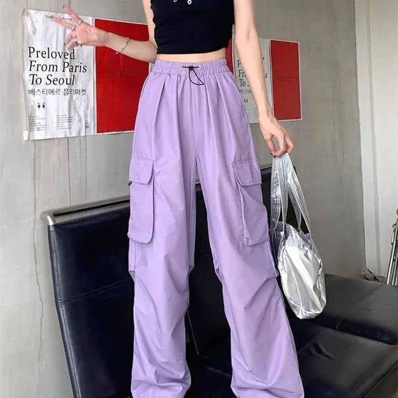 American Retro Workwear Casual Pants – Women’s Summer Straight Loose Wide Leg Trousers