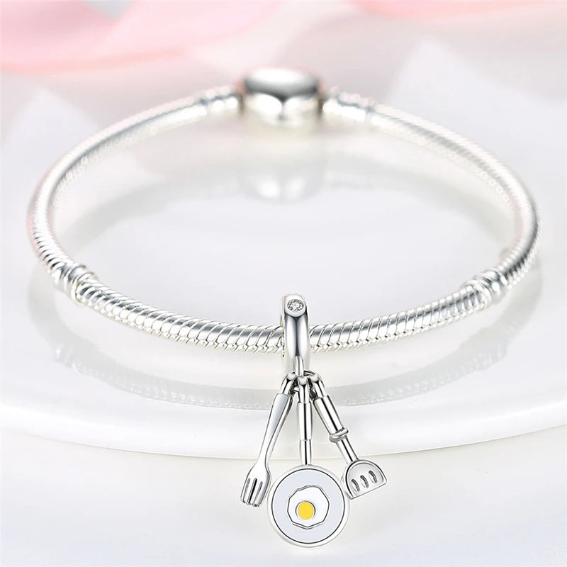 925 Sterling Silver Chocolate & Coffee Charm Beads | Fits Original Pandora Bracelet | DIY Jewelry Souvenir Gift