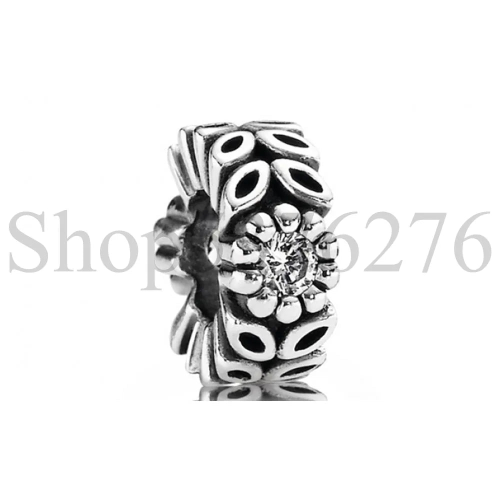 925 Sterling Silver Dazzling Daisy Flower Spacer Charm | Forget Me Not Bead for Women Bracelet DIY Jewelry Gift