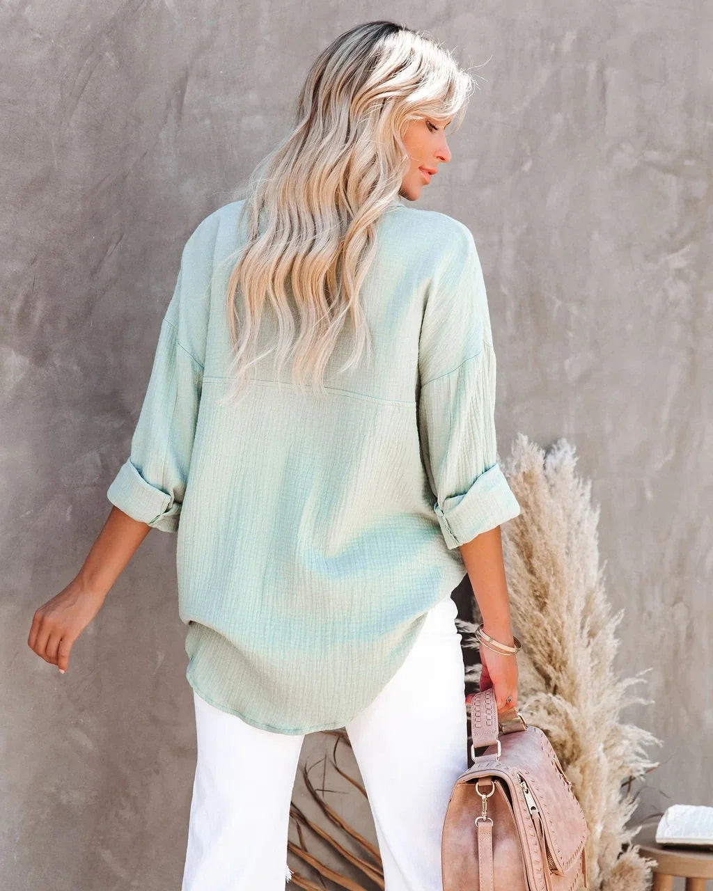Women’s Long Sleeve Collared Button-Down Work Shirt – Casual Office Blouse 👚✨