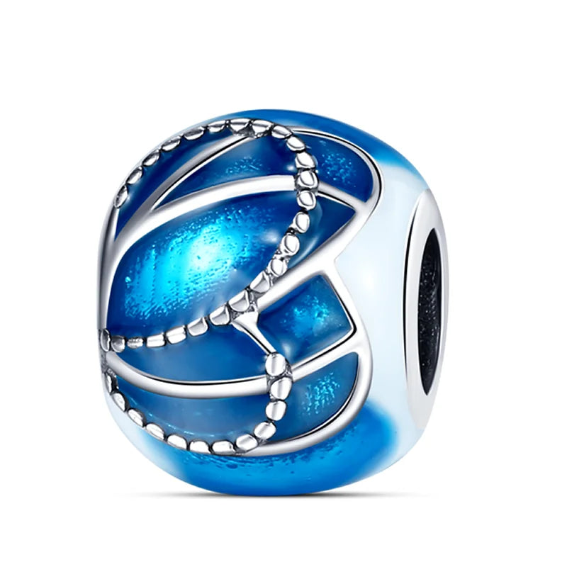 925 Sterling Silver Colorful Charms – Rose, Crown, Rainbow & Heart Dangle Beads Fit Pandora Bracelet & Necklace