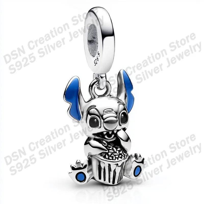 925 Sterling Silver Disney Charms | Stitch, Mickey & Cheshire Cat Beads for Original Bracelet Halloween Jewelry Gift