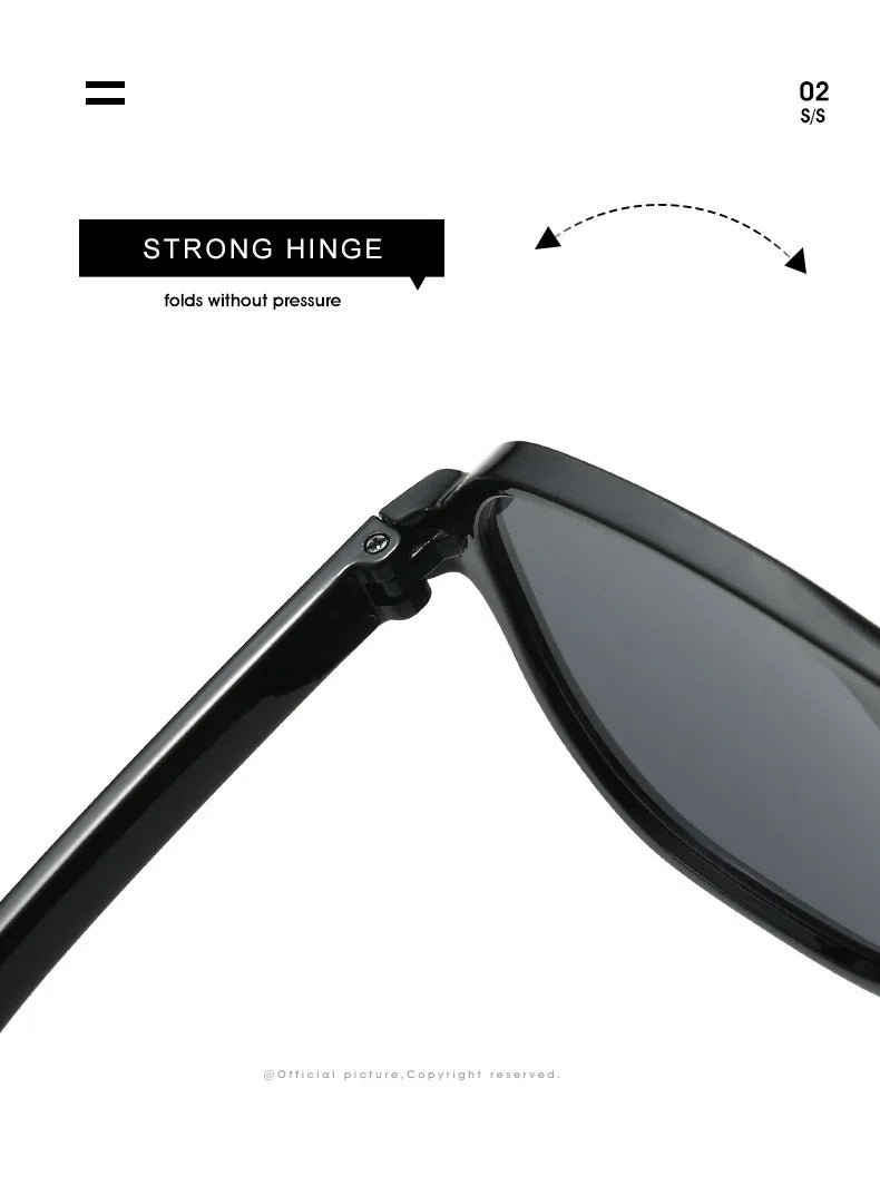 Retro Big Frame Square Sunglasses – Women & Men Double Beam One-Piece Designer Pilot Sun Glasses | Black Circular Cool Shades