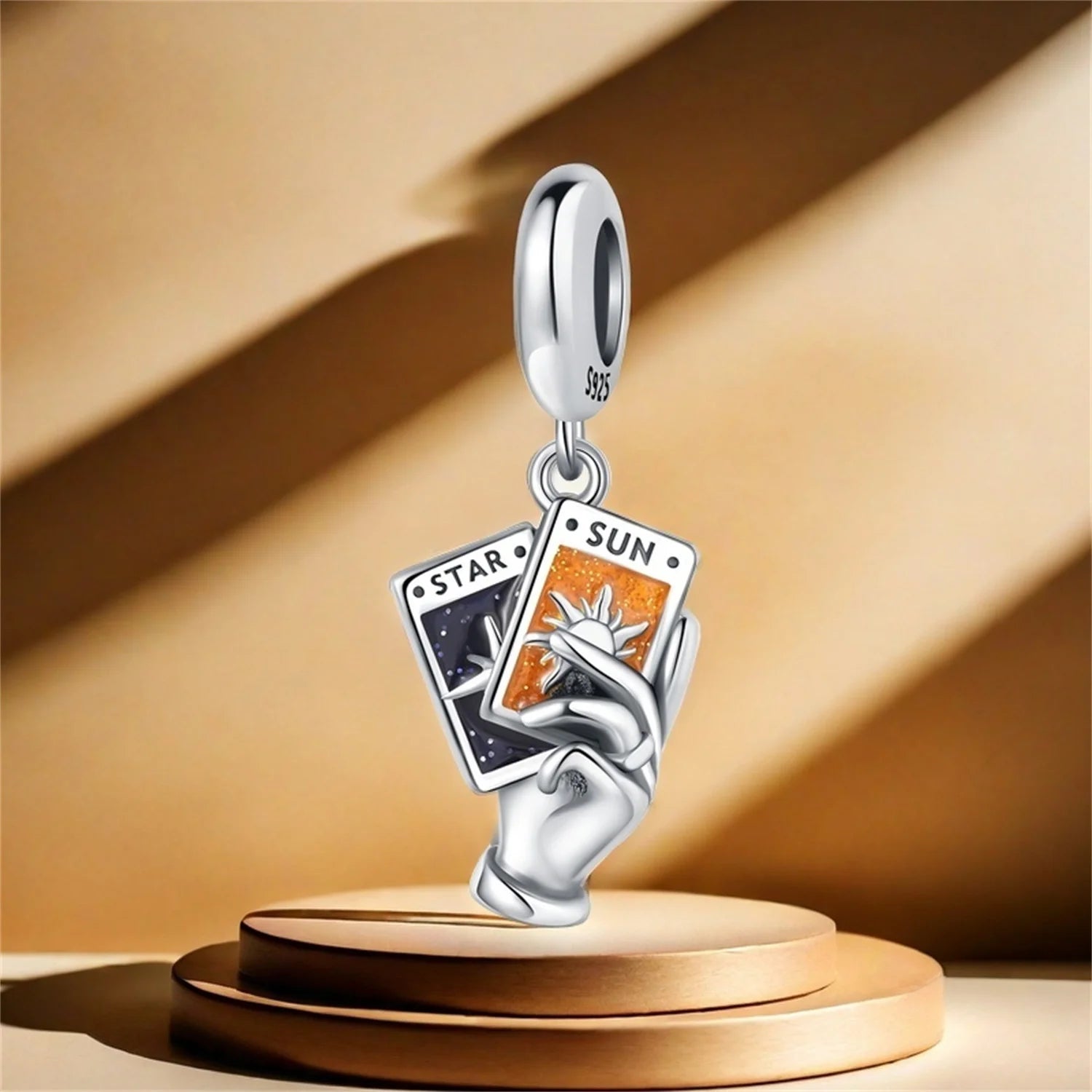925 Sterling Silver Lovers Charms | Star Moon Sun & Magic Tarot Card Pendant for Bracelet Necklace DIY Jewelry Gift