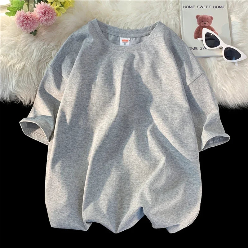 LEGIBLE 2025 Summer Women’s Cotton T-Shirt – Loose Solid Oversized O-Neck Tee 👕✨