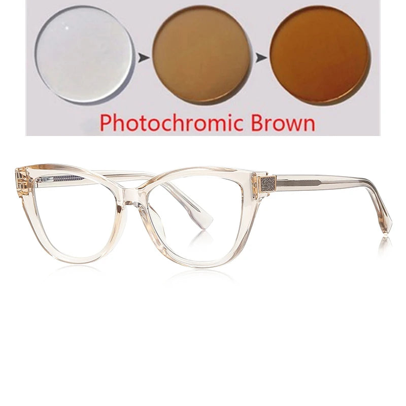 Fashion Women Myopia Glasses – Big Frame TR90 Anti-Blue Light Luxury Cat Eye | Custom Prescription Eyewear 0 to -6.0